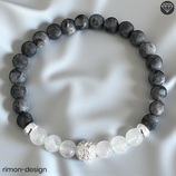 Larvikit und Regenbogen Mondstein Armband (8358)