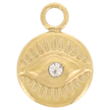 Anhänger Auge (1) - 8mm Edelstahl - golden mit Zirkonia (500103)