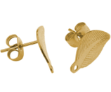 Ohrstecker Blatt (1P) - 13x8mm Edelstahl golden - mit Rückteil (451443)