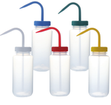 Pisetas con capacidad de 500 ml - Frascos de lavado con código de colores, paquete con 6 piezas, Marca Heathrow Scientific