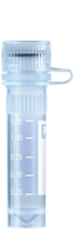 Microtubo roscado de 2 ml. Graduado, fondo cónico con faldón, con moleteado, tapón sujeto y montado, campo de rotulación impreso, PCR Performance Tested, paq. c/500, SARSTEDT 72.694.416