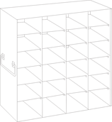 Gradilla Horizontal de acero inoxidable, para utilizar en sistemas de refrigeración Vertical, acomoda 24 cajas plásticas de 2" de 100 lugares, Marca Crystal Tech. UFHT-46