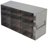 Gradilla Horizontal de acero inoxidable, para utilizar en sistemas de refrigeración Vertical, acomoda 12 cajas plásticas de 2" de 100 lugares, Marca Crystal Tech. UFHT-34