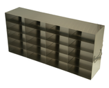 Gradilla Horizontal de acero inoxidable, para utilizar en sistemas de refrigeración Vertical, acomoda 20 cajas plásticas de 2" de 100 lugares, Marca Crystal Tech. UFHT-45