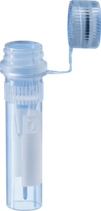 Microtubo roscado graduado de 0.5 ml, fondo cónico con faldón, con moleteado, transparente, tapón: neutro-adjunto, con campo de rotulación impreso, Biosphere® plus, Marca SARSTEDT 72.730.217