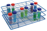 Gradilla de alambre recubierto de HDPE color azul para botellas & tubos de 100 ml. 40 mm diámetro Marca Heathrow Scientific 120771 24 lugares & 120772 48 lugares