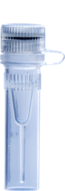 Microtubo roscado de 0.5 ml, fondo cónico con faldón, con moleteado, transparente, tapón: neutro, cierre sujeto y montado, estéril, 100 unidades/bolsa, Marca SARSTEDT 72.730.105
