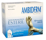 Guante de cirujano, estéril de Látex microtexturizado, caja con 50 piezas, Marca AMBIDERM Elite 110000010