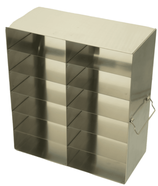 Gradilla Horizontal de acero inoxidable, para utilizar en sistemas de refrigeración Vertical, acomoda 12 cajas plásticas de 2" de 100 lugares, Marca Crystal Tech. UFHT-26