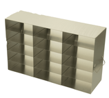 Gradilla Horizontal de acero inoxidable, para utilizar en sistemas de refrigeración Vertical, acomoda 15 cajas plásticas de 2" de 100 lugares, Marca Crystal Tech. UFHT-35