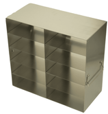 Gradilla Horizontal de acero inoxidable, para utilizar en sistemas de refrigeración Vertical, acomoda 10 cajas plásticas de 2" de 100 lugares, Marca Crystal Tech. UFHT-25
