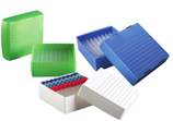 Criocaja para 81 microtubos de 1.5/2.0 ml (12.1 mm diámetro), paquete con 10 piezas Marca Heathrow Scientific 120370 Blanca, 120371 Azul & 120372 Verde