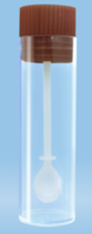 Tubo para heces de poliestireno transparente, con cuchara, tapón color marrón a presión (75 x 23.5 mm), Marca Sarstedt 80.620 No estéril & 80.621 Estéril