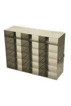 Gradilla Horizontal de acero inoxidable, para utilizar en sistemas de refrigeración Vertical, acomoda 18 cajas plásticas de 2" de 100 lugares, Marca Crystal Tech. UFHT-36