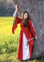 Edles Mittelalter-Kleid "Ivette", rot-weiß