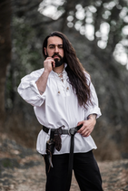 Stehkragen-Schnürhemd "Friedrich", weiss