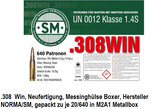 Norma/SM 308Win FMJ 147gr in Kiste M2A1 mit 640 Patronen *EWB Pflichtig
