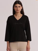 T shirt con scollo a V solo l /