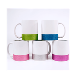 Taza cerámica blanca con base de color glitter 11 Oz