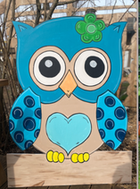 Geburtsschild Eule (blau)