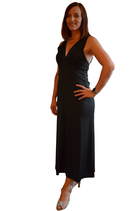 Abendkleid schwarz V-Ausschnitt