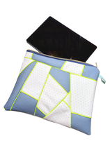 Tablettasche Patchwork Style mit Neonpaspel gelb / Tablethülle / Tablet Aufbewahrung / Samsung Lenovo Apple Microsoft Huawei Medion MacBook