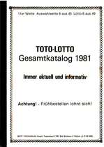 Toto Lotto Gesamtkatalog 1981