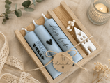 Geschenkset Kerzen klein "Happy Birthday" Hellblau