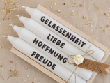 Geschenkset Kerzen "Gelassenheit, Liebe, Hoffnung & Freude"