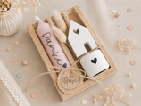 Geschenkset Kerzen klein "Danke" Rosa