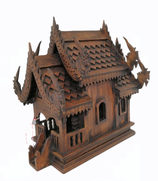 Longway-Buddha Großes Thailändisches Geisterhaus Teak Gewachst – San Phra Phum Spirit House aus Holz – Für Innen & Außen – Asiatische Deko & Glücksbringer – 47 cm