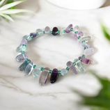 Regenbogen Fluorit Armband mit Kunstoffperlen leuchtend