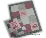 Geschenkset Patchworkkuscheldecke & Namenskissenbezug + Inlett