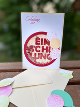 Einladungskarte Einschulung Schüttelkarte rot