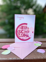 Einladungskarte Einschulung Schüttelkarte rosa