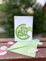 Einladungskarte Einschulung Schüttelkarte grün