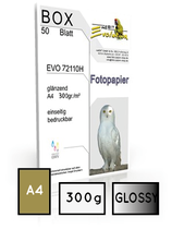 EVO 72110, glossy, DIN A4, 300 gr. | 40 Blatt  |  ultra white