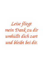 Einlegeblatt für Danke Karten " Leise fliegt mein Dank zu dir"