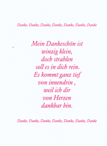 Einlegeblatt für Danke Karten " Mein Dankeschön ist winzig klein "