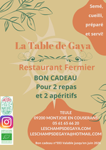 Bon cadeau pour 1 repas et 1 apéritif