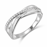 R1139 Silberring überkreuzt mit Zirkonia