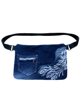 Standard Bag Jeans dunkelblau mit Stickerei (Gurt verstellbar)