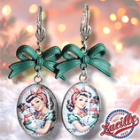 BO Cabochon ovale noeud Pinup Snowman