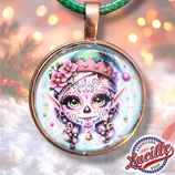 Pendentif Noël Elfe Calavera avec cordon