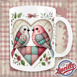 Mug St Valentin Love Patchwork Birds