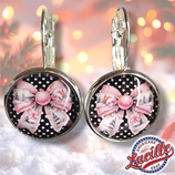 BO Cabochon Noeud Rose Pois