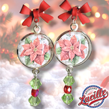 BO Cabochon longues Poinsettia