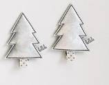 Christmas Tree silver Hair Clip