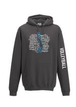 Hoodie VB205 Words  Man dunkelgraumeliert/weiß/neonblau
