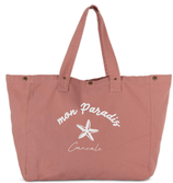 SAC CABAS SHOPPING EN COTON COULEUR PINK MON PARADIS CANCALE